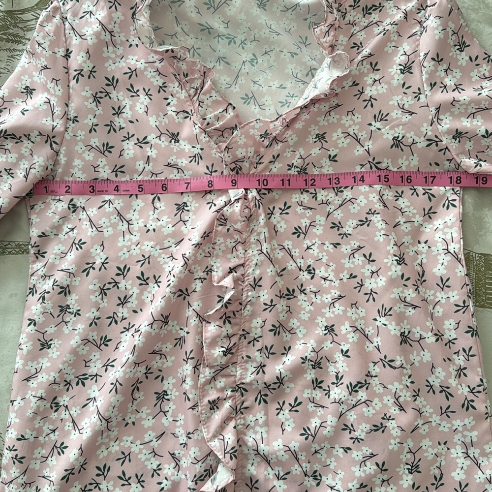 To My Lovers Women’s Top Ruffle Collar Blouse Floral Print Puff Sleeve - Picture 11 of 16